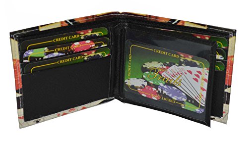 Mens Bifold Exotic Wallet Picture Casino Poker Chips with printed gift box.4