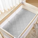 TILLYOU Pack and Play Sheets Pad - Waterproof Play Yard Playpen Sheets Pad, Soft Quilted Sheets with 1''-3'' Deep Pocket, Breathable and Fluffy, 39"x27",Light Grey