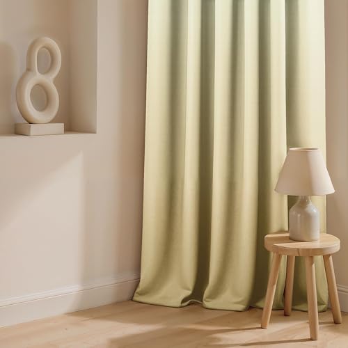 Image of Ultimate Trends Room Darkening Ombre Curtain | Polyester Gradient | Room Doors and Window| 7 FEET Pack of 2,Sage Sand