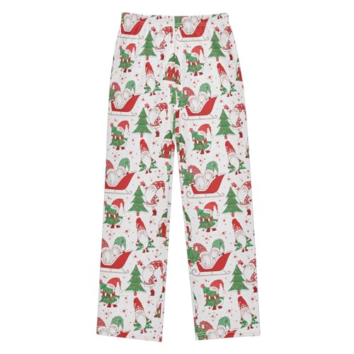 Gnome Xmas Trees Boys Long Pants Soft Trousers Elastic Waist Kids Lounge Bottoms with Pockets S-XL