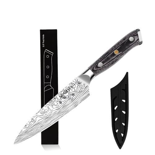 MOSFiATA 4-Zoll Obstmesser aus EN1.4116 Stahl, Präzises Schälmesser & Gemüsemesser für Obst, Gemüse und Kräuter, Scharfes Mini-Küchenmesser in...