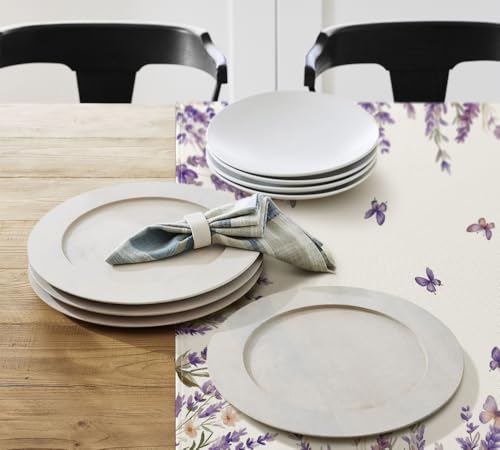 Artoid Mode Lila Blumen Lavendel Schmetterling Frühling Tischwäsche, Saisonnal Küche Tisch Dekoration Drinnen Urlaub Party Dekor 85x85 cm