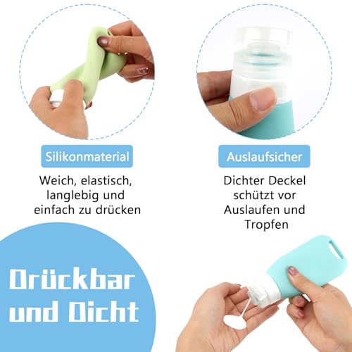 Deepton Futtertube zum Befüllen Hund 9 Stück, 90 ML Leberwurst Hunde Tube, Wiederverwendbar Reiseflaschen zum Befüllen, Silikon Futtertube mit Karabiner, Reinigungsbürste für Hundetraining, Unterwegs