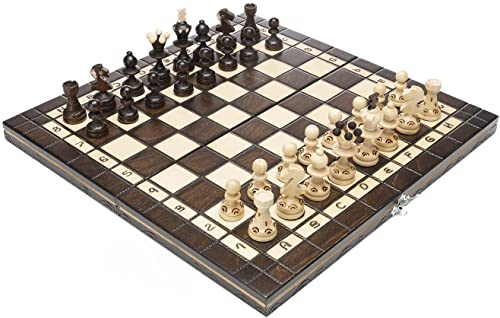 Jeu d'échecs en bois artisanal 47 cm, grand échiquier traditionnel pour 2 joueurs