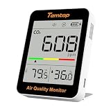 Temtop C1 Monitor di CO2, Monitor di Qualità dell'Aria Interna Misuratore Portatile di CO2 Temperatura Umidità Casa Ufficio o Scuola