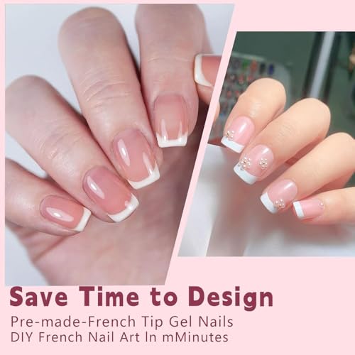 Image of 9 Color Press On Nails Fake Nail 216 Pcs, French tip press-on nails, Press on Nail, Artificial Nail Extensions Combo in Multicoloured, Full Cover Glossy Nude False Acrylic Nails for Women Girls (05, 216 count (Pack of 1))