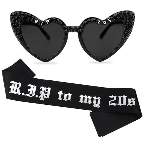 Rip to My 20s Birthday Decorations Set-Rip 20s Sunglasses and Birthday Sash for Women 30th Birthday Decorations for Her Gifts