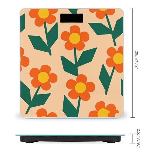Báscula Digital Floral Naranja con Pantalla LCD Grande miniatura 2