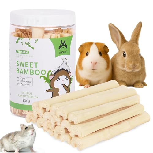 JONS?NTY 25-28 PCS 330g Natural Sweet Bamboo, Chew Toys for Rabbit, Guinea Pig, Hamster, Chinchilla, Bunny, Rat, Teething Toy for Small Animal