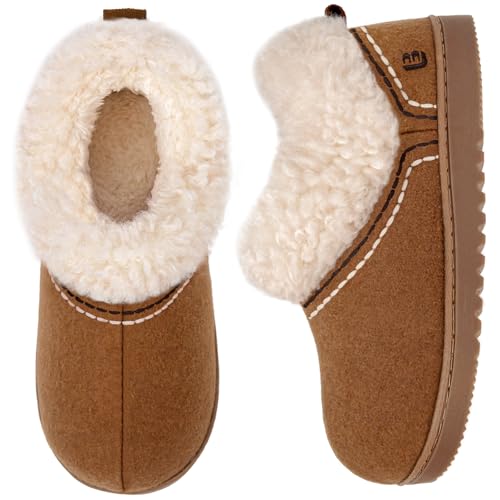 LongBay Women's Cosy Bootie Slippers Memory Foam Ladies Warm House Shoes Non-Slip Indoor Outdoor Chestnut,5-6