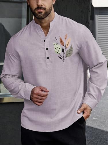Image of TOPLOT Men's Kurta Shirt |Premium Linen Printed | Stylish Ethnic Wear | Comfortable Fit Design | Clean Look Structure | Versatile Styling | Ideal for Casual, Festive, Party (5265)