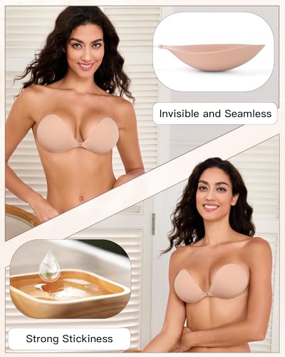 MITALOO Seamless Adhesive Bra Sticky Strapless Invisible Push up Bras Silicone Backless Nipple Cover for Women - Image 4