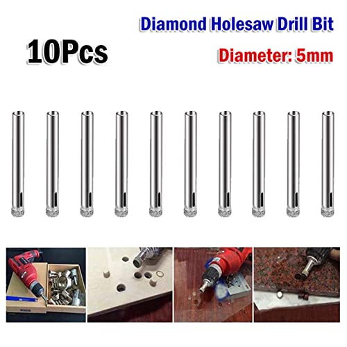 Brocas de diamante para seco NUSHKI, 10 piezas, 5 mm, para perforar granito, mármol, cerámica, baldosas y vidrio miniatura 2