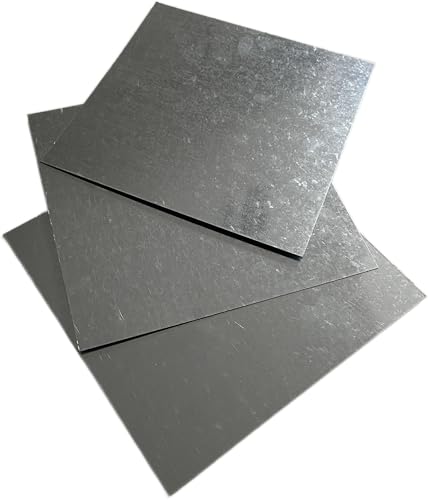 25 Pack Galvanized Metal Sheets, 8x8 Inch, 28 Gauge Steel Plates for HVAC and Duct Cleaning, Silver, Square.