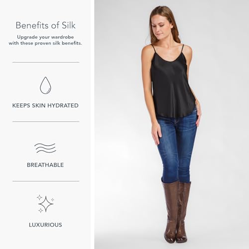 Fishers Finery Women's 100% Pure Mulberry Silk Camisole with Adjustable Straps - Improved FIT3