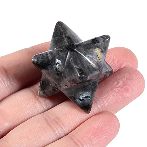 Lovionus89 Labradorita natural em forma de estrela de seis pontas, merkaba, proteção sagrada, meditação, gerador de energia, cura, chacras, 2,5 cm
