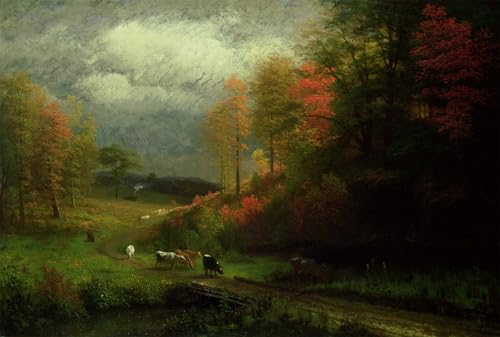 Tableau impressions d'art mural Albert Bierstadt poster vintage automne 60x90cm