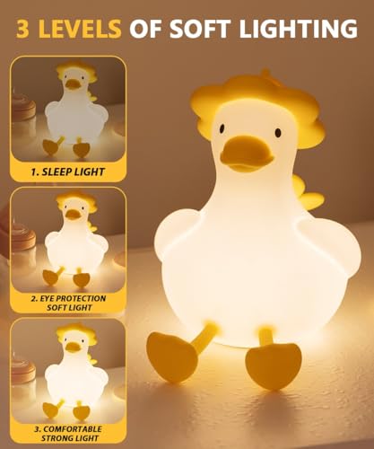 Lámpara de noche de silicona con forma de pato blanco miniatura 2