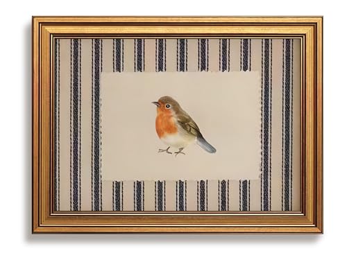 Vintage Gold Framed Bird Wall Art for Cottagecore...