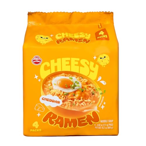 OTOKI Cheesy Ramen – Cheddar & Mascarpone Flavor | Creamy & Savory Stir-Fry Korean Instant Noodles | 3.88 oz (Pack of 4)