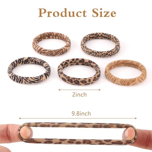 Image of Bessrung 100PCS Leopard Hair Ties, Seamless Hair Bands No Damage for Women | Animal Print Hair Ties, Snag-Free Hair Bands for Thick Thin Hair, Strong All-Day Hold, Hair Accessories for Everyday Use