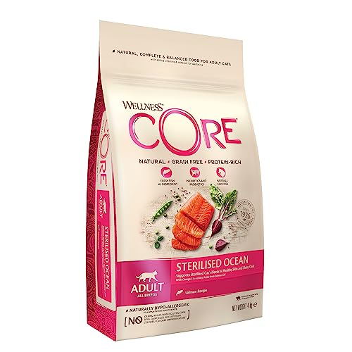 Wellness CORE Sterilised Ocean, 4kg, Salmon, Dry Cat Food for Sterilised / Indoor Cats, Grain-Free, High Fish Content, Protein-Rich, Supports Healthy Skin & Shiny Coat Wellness CORE Sterilised Ocean, 4kg, Salmon, Dry Cat Food for Sterilised / Indoor Cats, Grain-Free, High Fish Content, Protein-Rich, Supports Healthy Skin & Shiny Coat