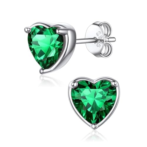 FaithHeart 925 Sterling Silver Birthstone Earrings for Women, Dainty Heart/Princess Cut/Celtic Knot/Cross Birthstone Stud Earrings for Women Pure Silver Birthstone Jewelry Gifts for Mom Daug