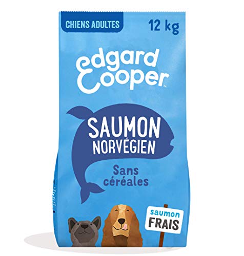 Edgard & Cooper Croquettes Chien Adulte sans Cereales Nourriture Naturelle 12kg Saumon Frais Hypoallergénique, Alimentation Saine savoureuse et équilibrée, Protéines de qualité supérieure