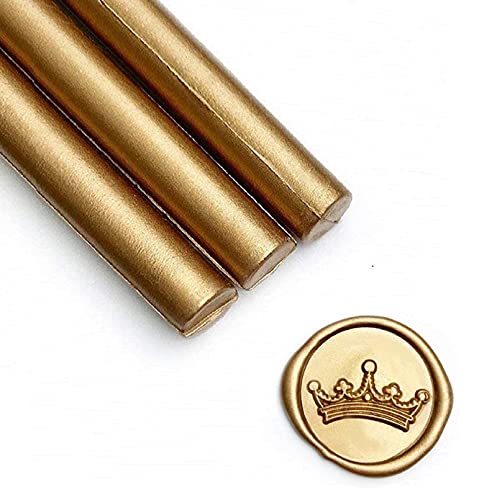 UNIQOOO Mailable Glue Gun Sealing Wax Sticks for Wax Seal Stamp - Metallic Antique Gold Great for Wedding Invitations Cards Envelopes Snail Mails Wine Packages Christmas Gift Ideas Pack of 8