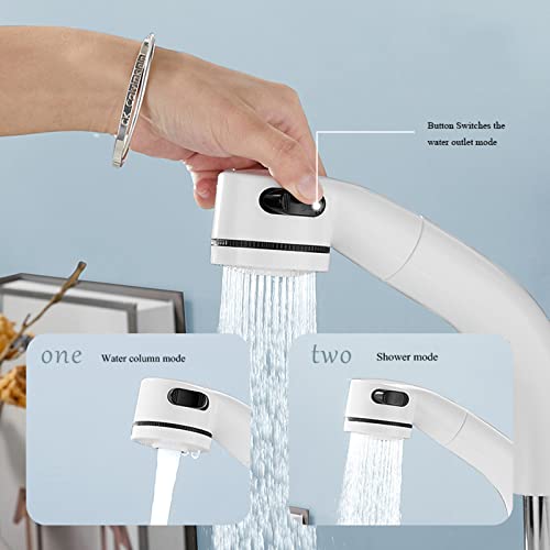 Robinet de lavabo blanc relevable et orientable pour simplifier la routine