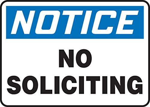 Panneau adhésif Notice No Soliciting 7x10 contre la prospection sauvage en entreprise