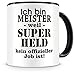 Samunshi® Meister Tasse mit Spruch Geschenk für Meister Mann Frau Kaffeetasse groß Lustige Tassen zum Geburtstag schwarz 300ml