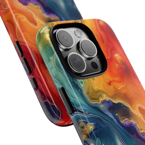 Coque iPhone 16 Pro rigide brillante multicolore protège-objectif