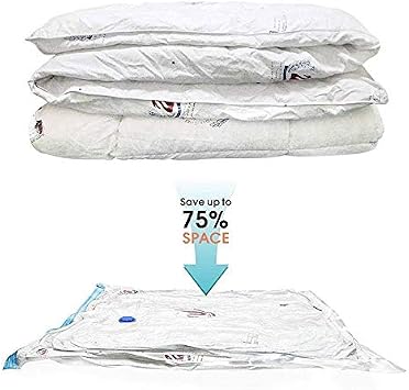 Vacuum Storage Bags,10 pieces Set 2 sizes Vacuum Sealer Bags with Travel Hand Pump,Storage Bags for Clothes, Clothing, Comforters and Blankets
