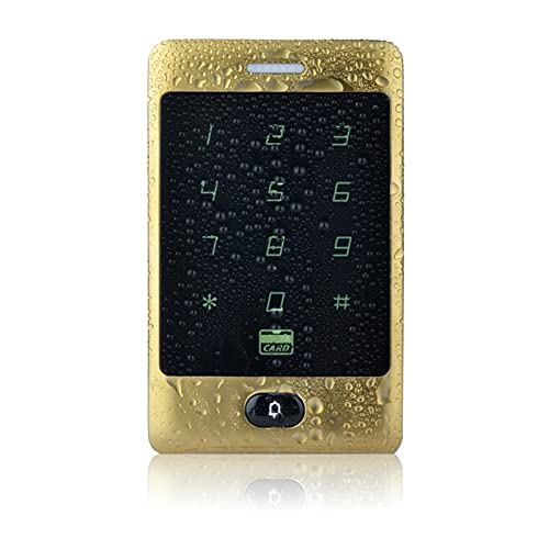 Biometric Employee Attendance Machine Waterproof Touch Metal Access Control Electronic Door Lock Electric Gate Opener Smart Keypad Case Reader ID Card for Small Businesses and Offices(Fat Golden)