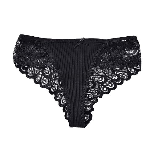 Cocila Bragas Mujer Algodon Braguitas Ropa Interior Elástico De con Estilo Transpirable Encaje Sin Tallas Grandes Tanga (Black, XXXXL) Rojas Niña Rejilla Postparto Sexy Deporte Bikini 95D Pack