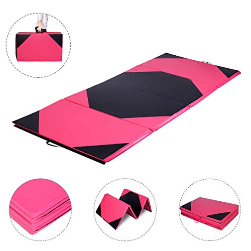 Giantex 4'x10'x2 Gymnastics Mat Thick Folding Panel for Gym Fitness with Hook