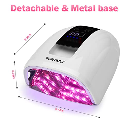 Purtato Professional Salon Rechargeable 90W Uv Led Cordless Nail Lamp,45 Lamp Beads Long Battery Life,Removable Stainless Steel Bottom, 4 Timer Setting And Smart Sensor Nail Dryer (White) #TOP7