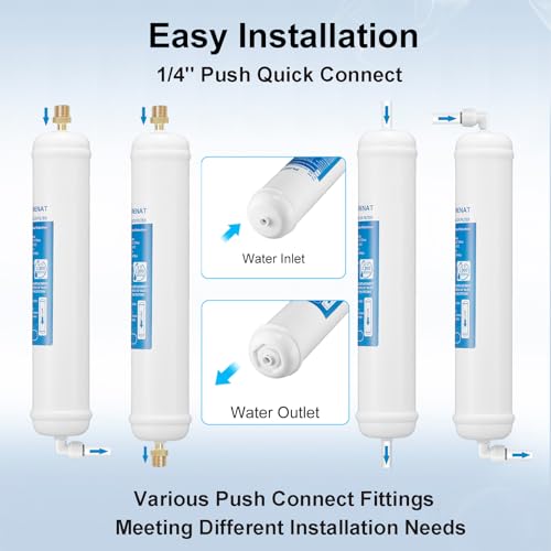 Purenat Inline Water Filter For Refrigerator And Ice Maker(1 Pack),1/4 Inch Push Connect Post Carbon Filter Replacement For Reverse Osmosis Water System,Include 1/4 Inch Water Line And Quick Connect Fittings thumb #5
