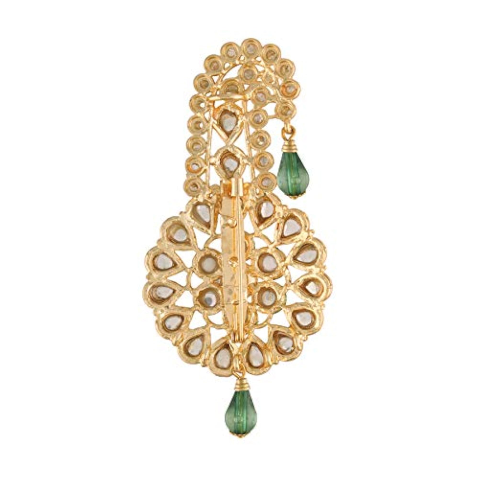 Gold Plated Traditional Kundan Safa Kalangi Brooch for Groom