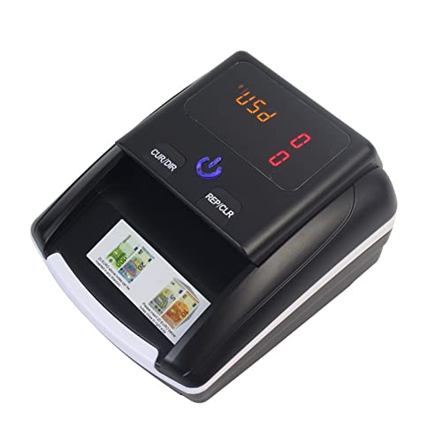 Máquina contadora de dinero con máquina de detección de conteo de valor, detector de billetes de banco USD/EUR detector de dinero falso (LCD con batería)