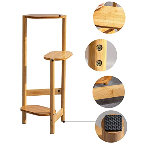 Myoyay Triangular Flower Stand 3 Tier Plant Stand Indoor Outdoor Bamboo Plant Shelf Corner Display Rack Pot Plant Holder Floor Hanging Stand Creative Solid Wood Ornaments Rack #TOP1