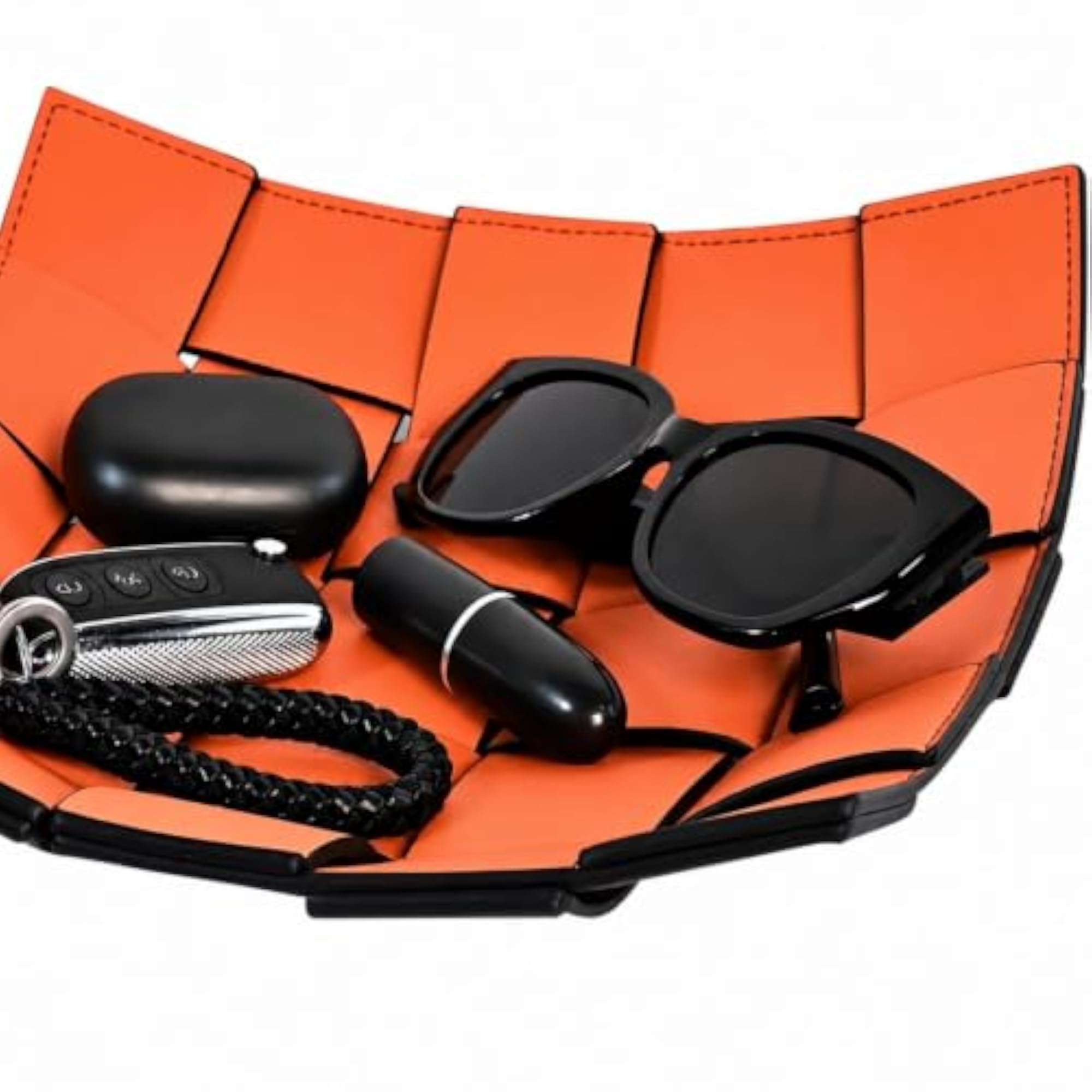 Decorative Leather Tray with Interwoven Design