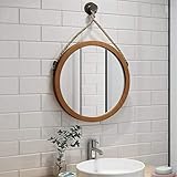 ✔Material: Stabiles HD Spiegelglas + Nussbaum Massivholzrahmen + Hanfseil + Haken.