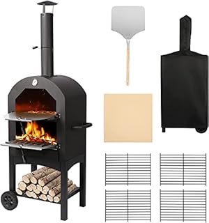 Outdoor Pizza Oven, Wood Fired Portable Pizza Maker with Waterproof Cover 12