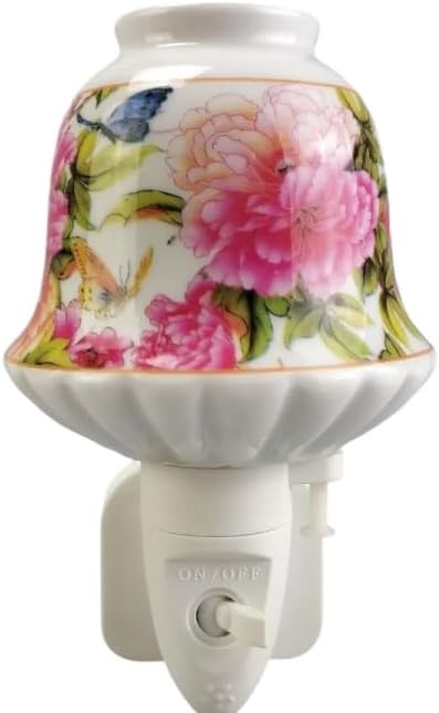 AcaciaHome Durable and Clasic LED Night Light - Colorful Floral Ceramic Decorative Light | Ideal for Bedrooms, Hallways, Bathrooms Nighttime Lighting Solution - Perfect Home Decor (Pink)