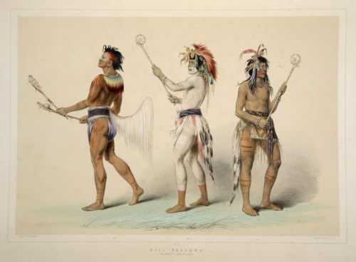 Impression sur toile George Catlin Joueurs de balle grand format 60x90cm déco murale salon moderne