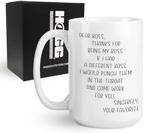 Hogg Dear Boss Mug Punch Throat, 15 oz Ceramic Coffee Cup, Dear B...