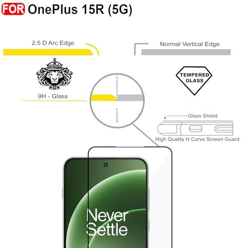 Image of CEDO Tempered Glass for OnePlus 15R (5G) | Screen Protector Full HD Quality Tempered Glass Anti-Scratch Edge to Edge Coverage with Easy Installation Kit (Black)