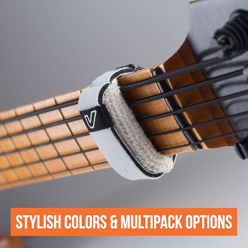 Image of Gruv Gear Fret Wrap & Guitar Mute, Fretwrap for Acoustic, Electric & Bass | String Dampener Recording, Tapping & Practice Accessory (3 Pack, Large Off-White, Fits 6 String Bass, 8 String Guitar)